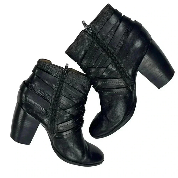 SOFFT Women's Brown Leather Heel Strappy Buckle Zippered Ankle Boots size 10 M - Picture 8 of 11